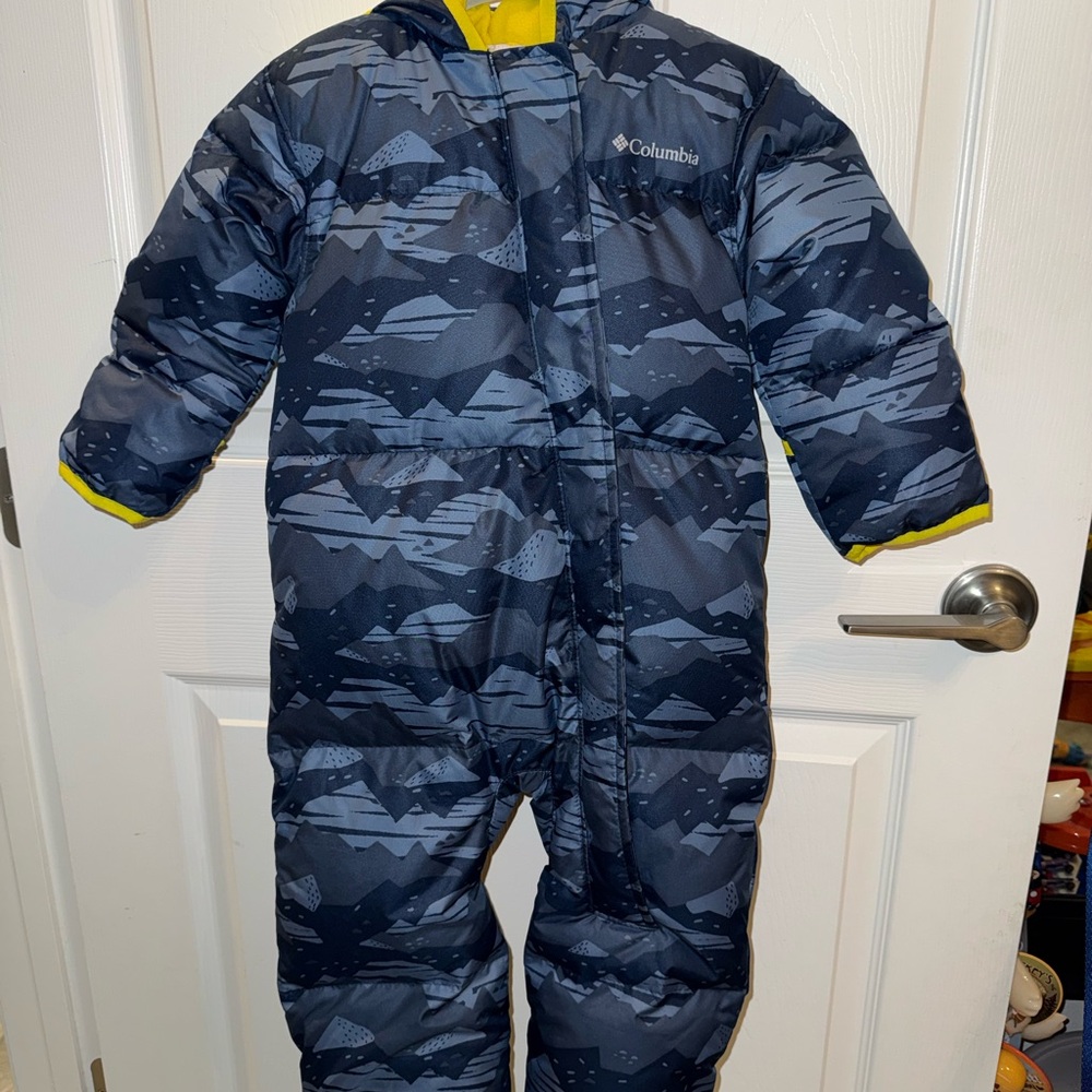 Toddler Columbia Navy and Yellow Patterned Snowsuit